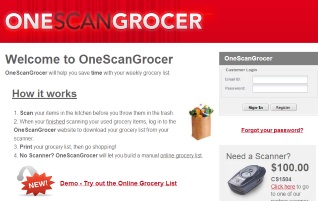 OneScanGrocer site screenshot